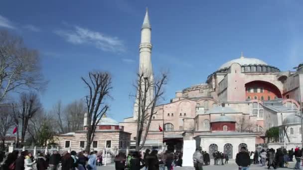 Panning Timelapse Van Hagia Sohpia Kerk Istanbul Turkije — Stockvideo