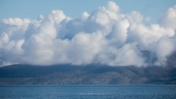 Pohled Albanské Hory Obzoru Pláže Avlaki Korfu Řecko — Stock video