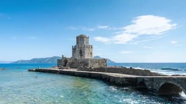 Timelapse Los Bourtzi Del Castillo Methoni Grecia — Vídeo de stock