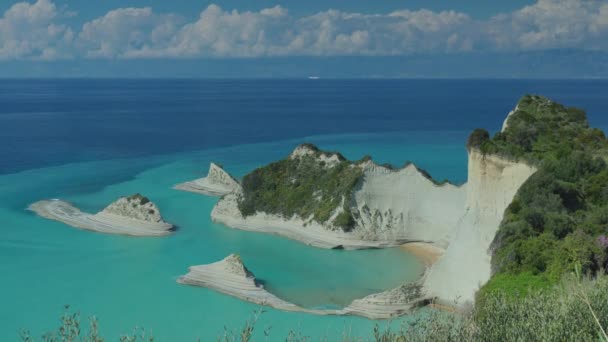 Hermosa Vista Desde Cabo Drastis Corfú Griego — Vídeos de Stock