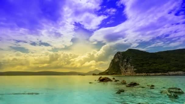 Oszałamiająca Plaża Divari Peloponezie Grecja — Wideo stockowe