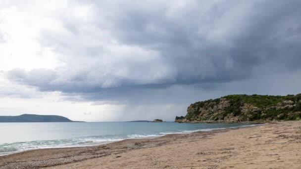 Timelapse Bonito Paisaje Marino Zakynthos Isla Griega Con Nubes Tormentosas — Vídeo de stock