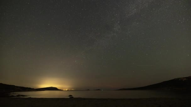 Timelapse Spokojnego Krajobrazu Morskiego Nocy Gwiazdami Zakynthos Wyspa Greece — Wideo stockowe