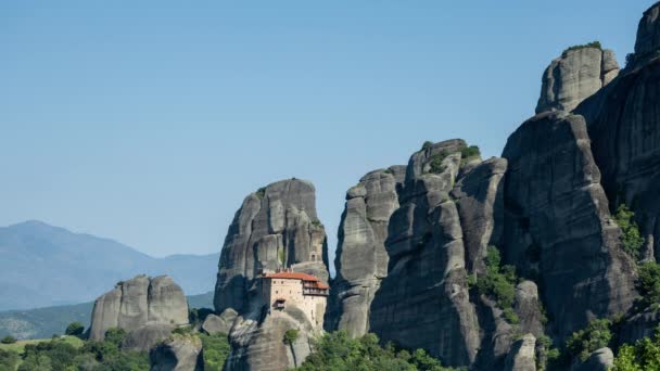 Хронология Удивительных Метеоритных Скал Монастырей Греции — стоковое видео