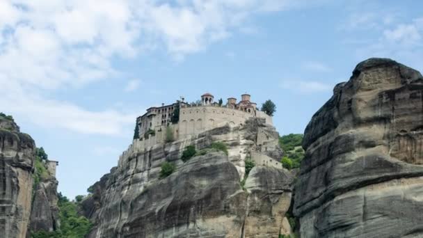Timelapse Van Verbazingwekkende Meteora Rotsformaties Kloosters Griekenland — Stockvideo