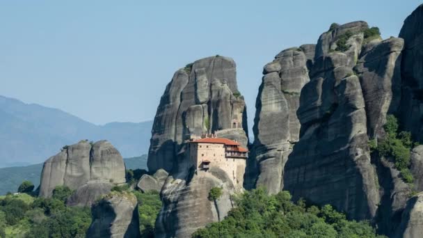 Timelapse Las Increíbles Formaciones Rocosas Meteora Monasterios Grecia — Vídeos de Stock