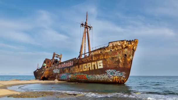 Dimitrios Peloponez Yunanistan Daki Gemi Enkazının Zaman Kaynağı — Stok video