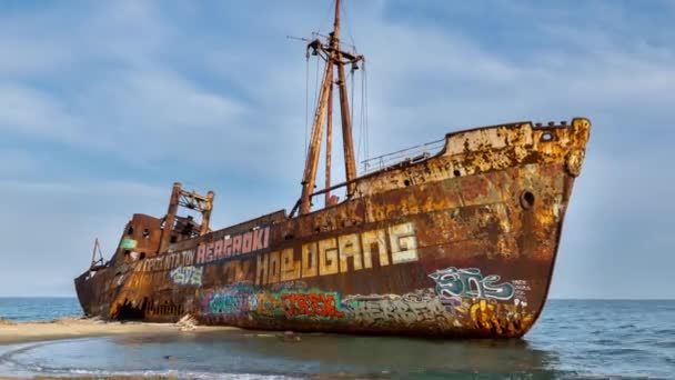 Dimitrios Peloponez Yunanistan Daki Gemi Enkazının Zaman Kaynağı — Stok video