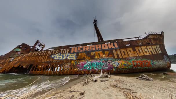 Timelapse Dimitrios Shipwreck Peloponnese Greece — Stock Video