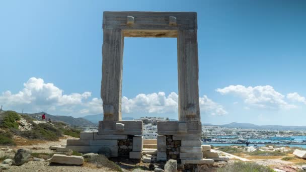 Timelapse Del Templo Apollo Portara Griego Naxos — Vídeos de Stock