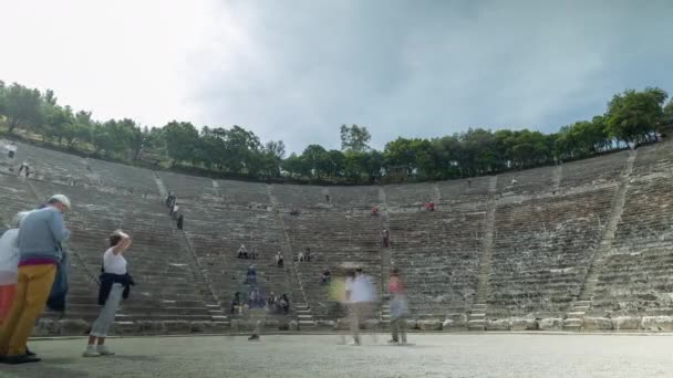 Epidaurus Yunanistan Daki Antik Amfitiyatro — Stok video
