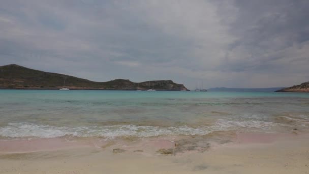 Oszałamiająca Plaża Simos Wyspie Elafonisos Greckiej — Wideo stockowe