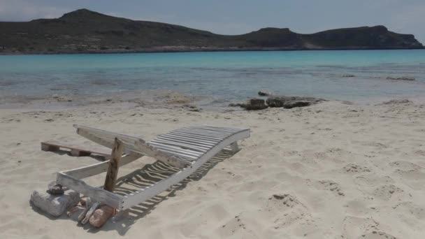 Tumbona Impresionante Playa Simos Isla Griega Elafonisos — Vídeo de stock