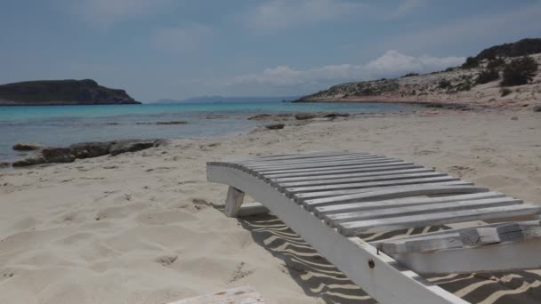 Tumbona Impresionante Playa Simos Isla Griega Elafonisos — Vídeos de Stock
