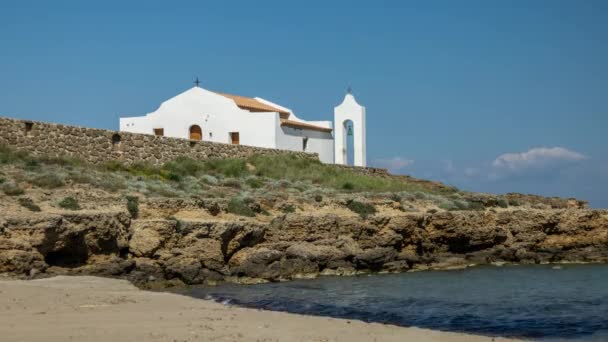 Capela Ágios Nikolaos Praia Zakyntos Grécia — Vídeo de Stock