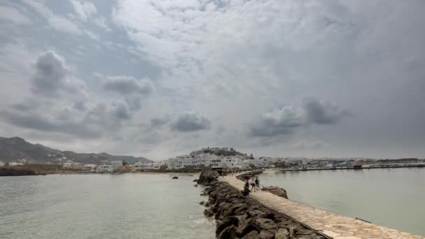 Zeitraffer Der Hübschen Stadt Naxos Griechenland — Stockvideo