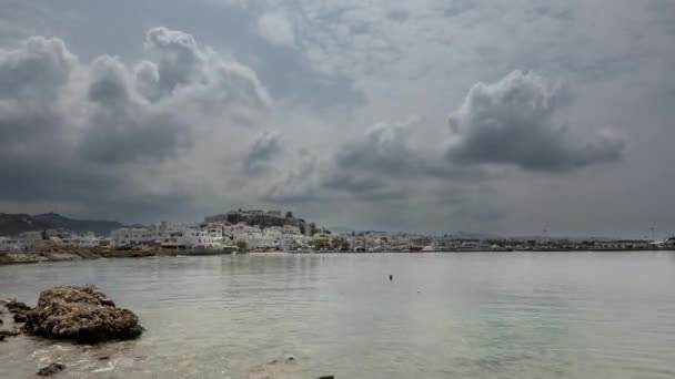 Zeitraffer Der Hübschen Stadt Naxos Griechenland — Stockvideo