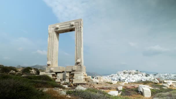 Kuil Apollo Portara Naxos Greece — Stok Video