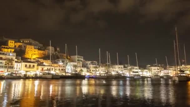Timelapse Night Pretty Naxos Town Naxos Greece — Stock Video