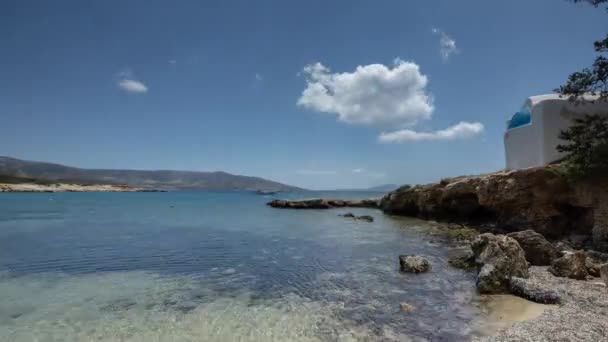 Řecká Kaple Vedle Pláže Alyko Řeckém Naxos — Stock video