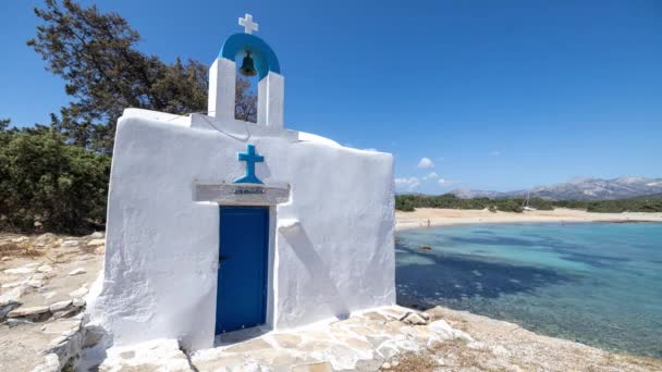 Capela Grega Lado Praia Alyko Grécia Naxos — Vídeo de Stock