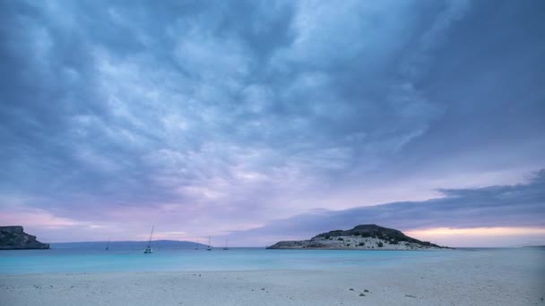 Deslumbrante Praia Simos Elafonisos Ilha Grécia Pôr Sol — Vídeo de Stock