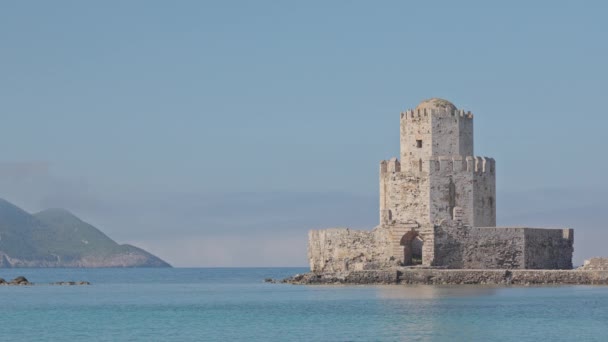 Yunanistan Daki Methoni Şatosu Nun Mavi Berrak Denizli Viskisinin Zamanı — Stok video