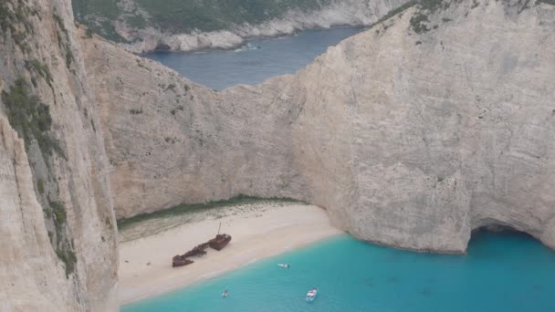ギリシャのザキントスでのナバギオ号の難破船 — ストック動画