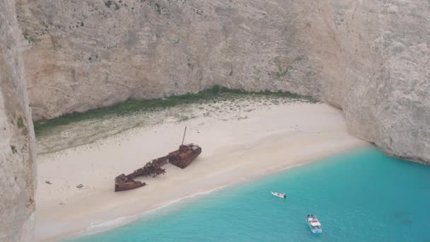 Das Schiffswrack Von Navagio Zakynthos Griechenland — Stockvideo
