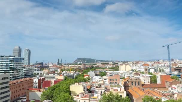 Timelapse Van Skyline Van Barcelona Vanaf Een Uniek Uitkijkpunt — Stockvideo