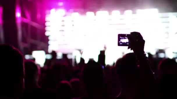 Una Gran Multitud Viendo Una Actuación Festival Música — Vídeo de stock