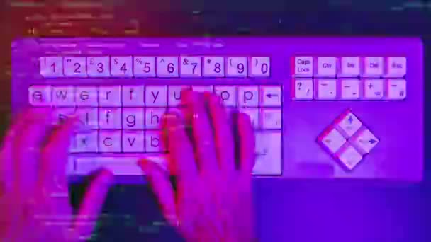 Großaufnahme Von Händen Die Auf Großen Tasten Computertastatur Tippen — Stockvideo