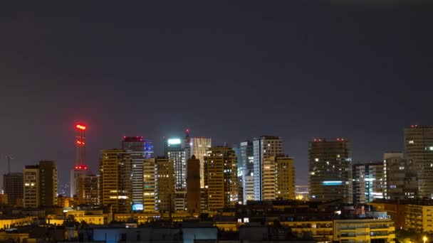 Timelapse Panoramy Barcelony Strzał Unikalnego Punktu Widokowego Nocy — Wideo stockowe