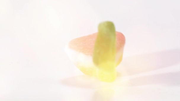 Extreme Slow Motion Falling Candy Confectionery — Stock Video