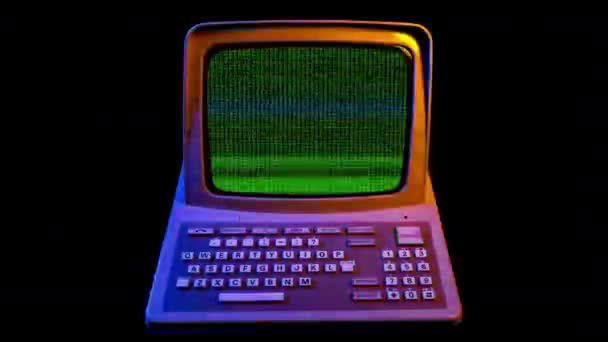 Vintage System Komputerowy Danymi Ekranie Kolorowe Oświetlenie — Wideo stockowe