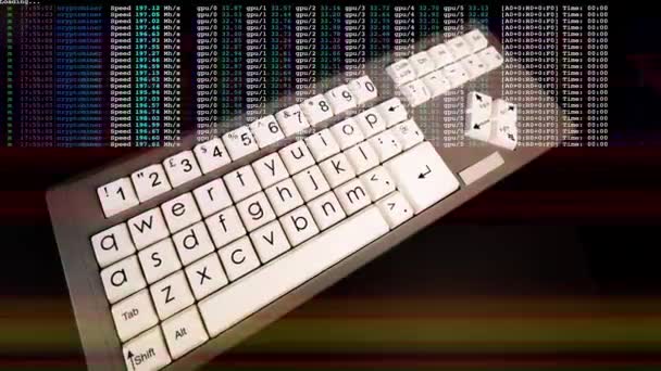 大きなキーコンピュータのキーボードスピニングのクローズアップ — ストック動画