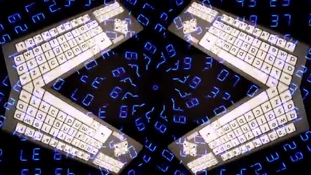 Closeup Big Keys Computer Keyboard Spinning — Stock Video