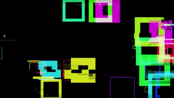 Ruchoma Grafika Kolorowych Kwadratowych Kształtów Poruszających Się Ekranie — Wideo stockowe