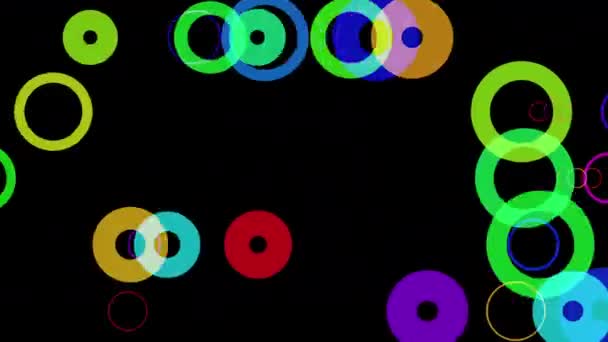 Ekran Boyunca Hareket Eden Renkli Çember Şekillerinin Hareketli Grafikleri — Stok video