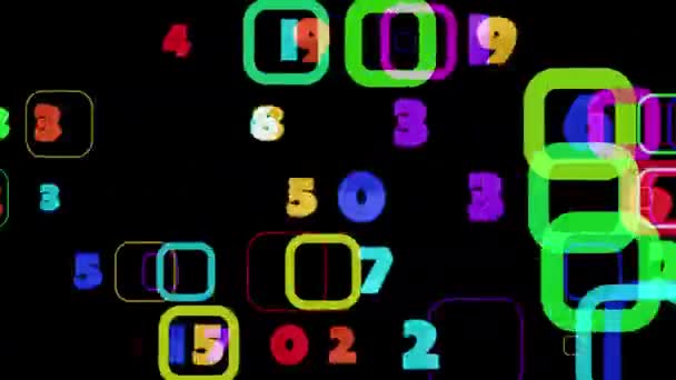 Grafica Movimento Forme Quadrate Colorate Numeri Che Muovono Sullo Schermo — Video Stock
