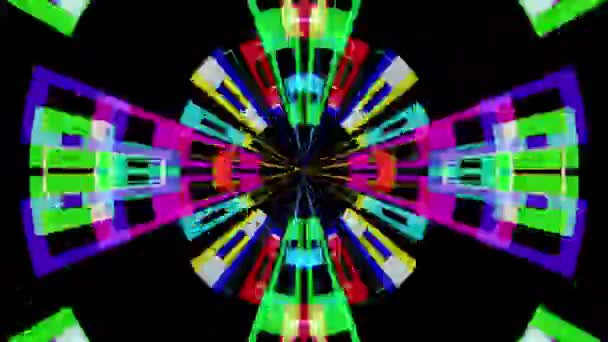 Motion Graphics Van Kleurrijke Vierkante Vormen Gemaakt Hypnotiserende Tunnel Patroon — Stockvideo