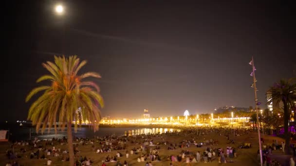 Timelapse Personas Playa Playa Barcelona Durante Festival Merce — Vídeos de Stock