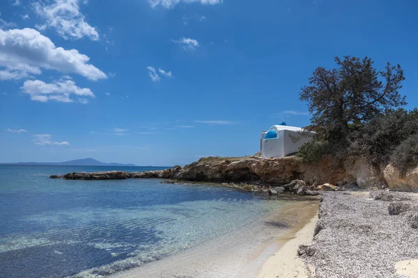 Grecka Kaplica Przy Plaży Alyko Naxos Greece Obrazek Stockowy