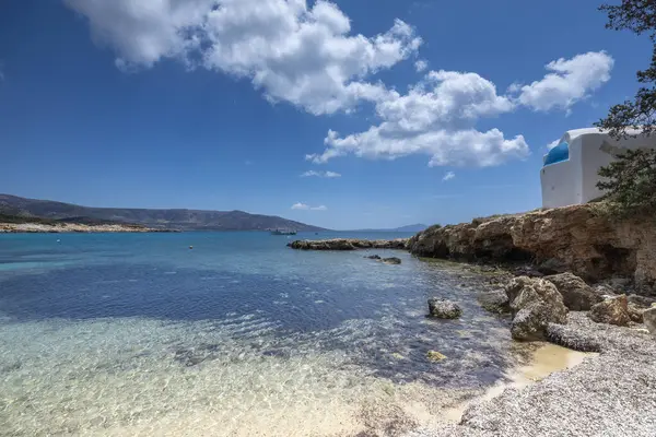 Cappella Greca Accanto Alla Spiaggia Alyko Naxos Grecia Fotografia Stock