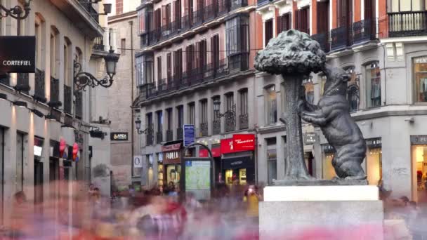 Famoso Oso Estatua Fresa Madrid — Vídeo de stock