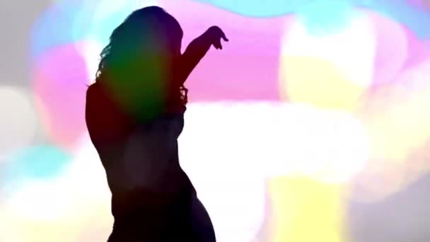 Beautiful Female Shadow Silhouette Dancer — Vídeos de Stock