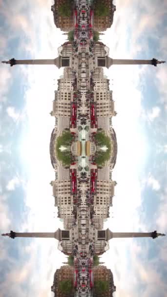 Étonnante Ville Londres Horizon Timelapse Transformé Motif Miroir Abstrait Vertical — Video