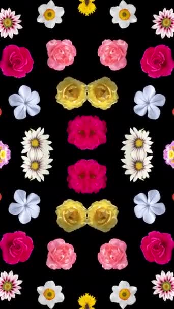 Muster Aus Verschiedenen Blumenausschnitten Vertikalen Format — Stockvideo