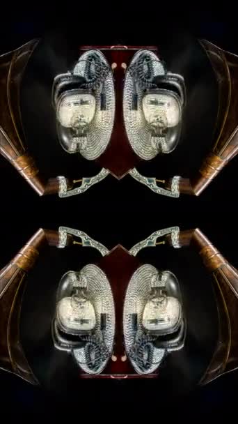 Кристально Закрытые Проигрыватели Граммофоны Наушники Дискобалами Вертикальном Положении — стоковое видео