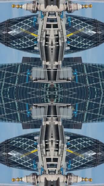 Amazing London City Skyline Timelapse Made Abstract Mirrored Pattern Vertical — Stock Video